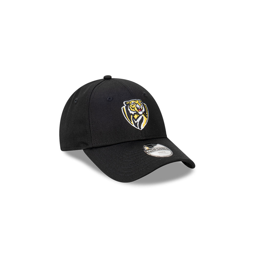 Richmond Tigers Kids Hat - AFL Official Team Colour Black 9Forty Kids Strapback Cap - New Era